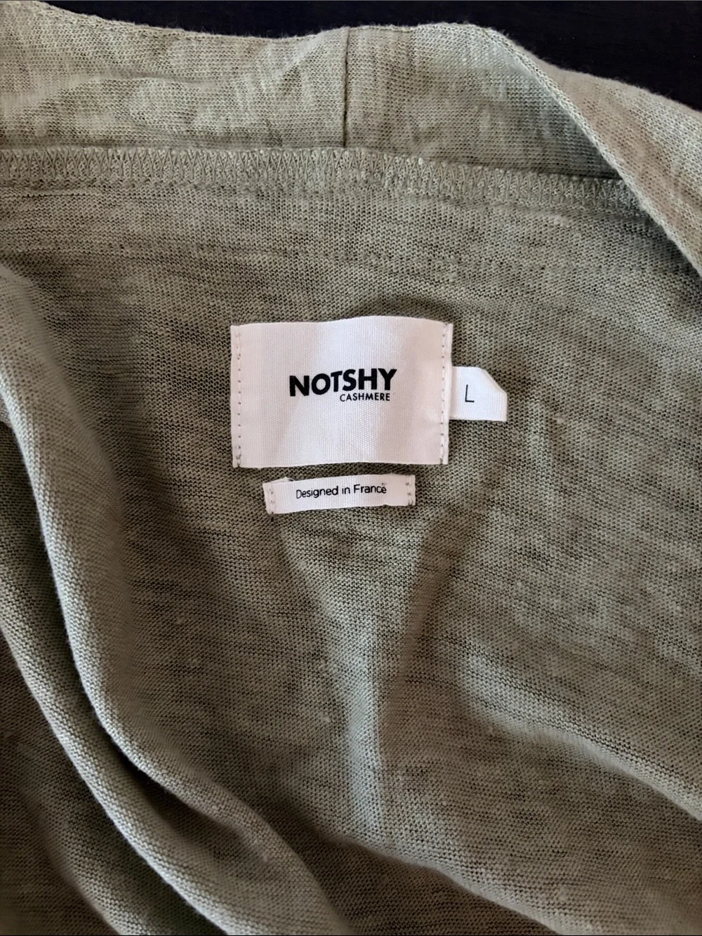 Notshy Cashmere Green Beaded Linen Open Front Cardigan Size Large